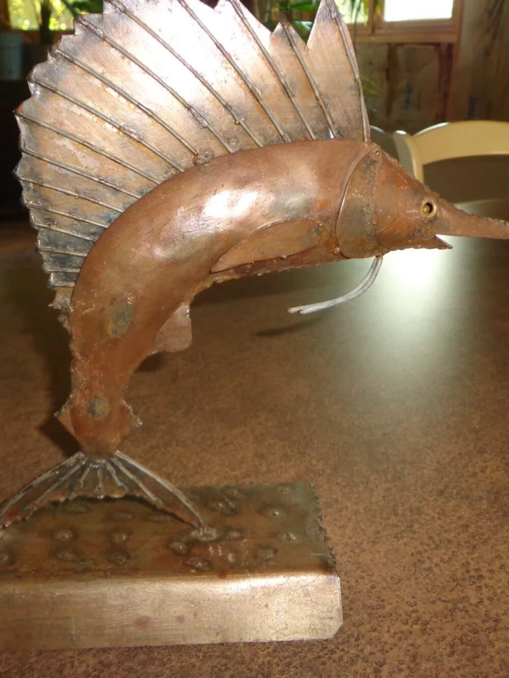 Swordfish Steel  Welded Steel Base Mount Beautifully Done! Marine Bronze Tone